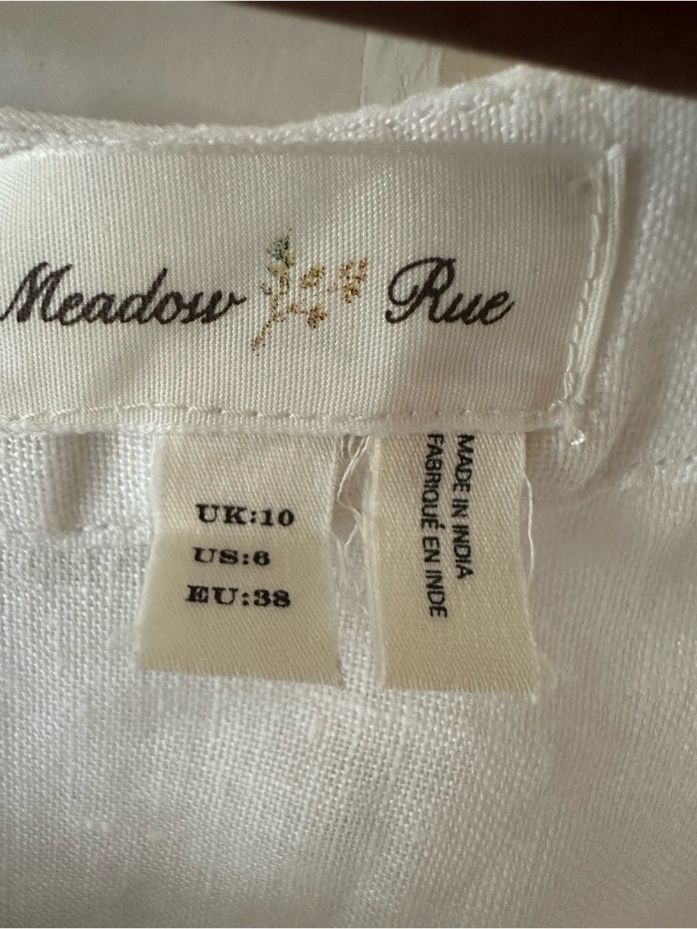 MEADOW RUE LINEN BLOUSE  SLEEVELESS RUFFLE SZ 6 - Picture 8 of 8